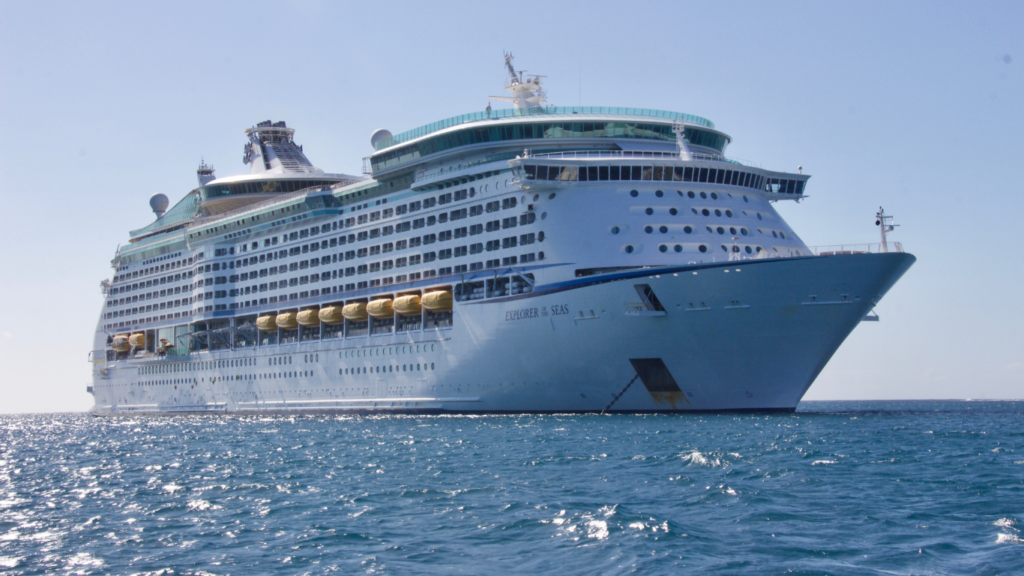 a large cruise ship sailing in the ocean