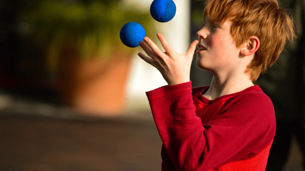 a person playing a ball