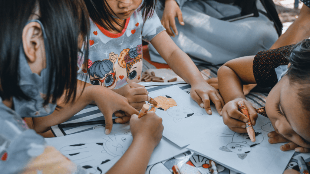 children playing at the table